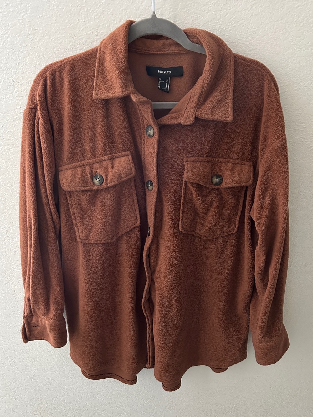 Forever 21 Button-Up Fleece Shirt Jacket